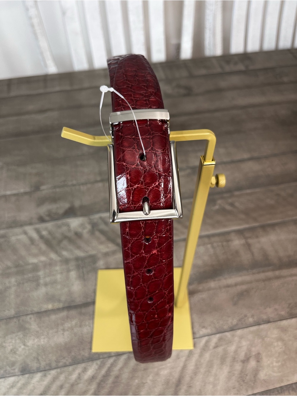 Handmade Genuine Alligator Leather Burgundy Men’s Belt Sz 44